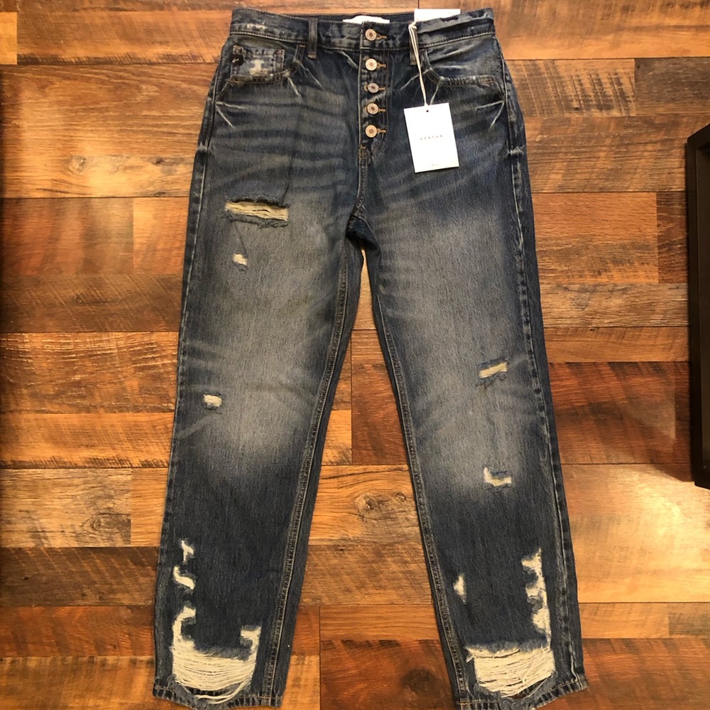 Kancan distressed straight fit denim jeans size 5/26! NWT!